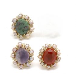 BAGUE ROSACE PIERRES