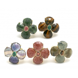BAGUE TRÉFLE PIERRES