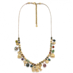 COLLIER FIL RONDELLES ELEPHANT