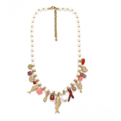 COLLIER PERLE BLANCHE BRELOQUE